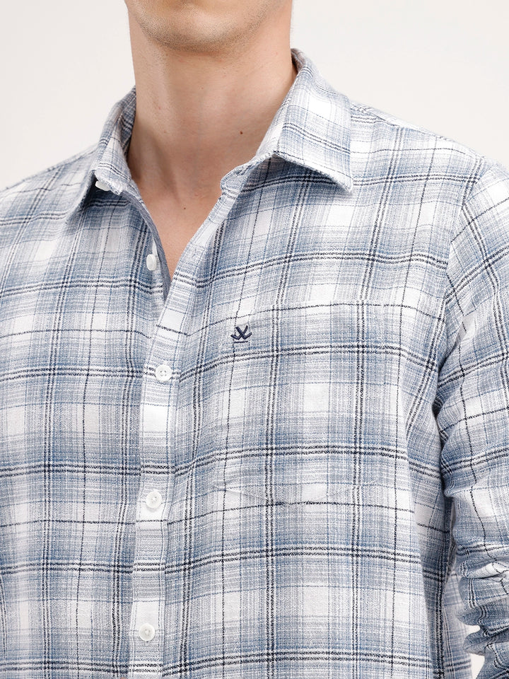 Slim Fit Checkered Shirt | Blue