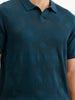 Textured Flatknit Polo T-Shirt  | Teal
