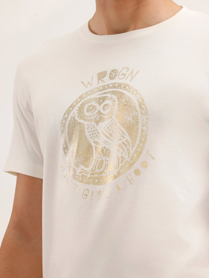 Slim Fit Placement Printed T-Shirt | Off White