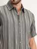 Slim Fit Striped Half Sleeve Shirt | Olive