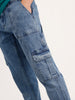 Relaxed Fit Cargo Denim Jeans | Light Blue