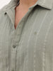 Slim Fit Textured Stripe Full Sleeve Shirt | Olive