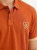 Solid Regular Fit Contrast Sleeve Polo T-Shirt | Rust