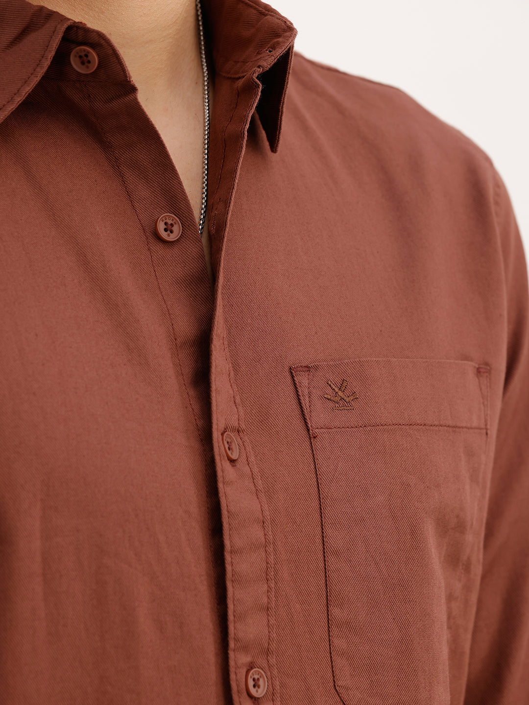 Solid Regular Fit Full Sleeve Shirt | Brown | WWSH0854MAZ