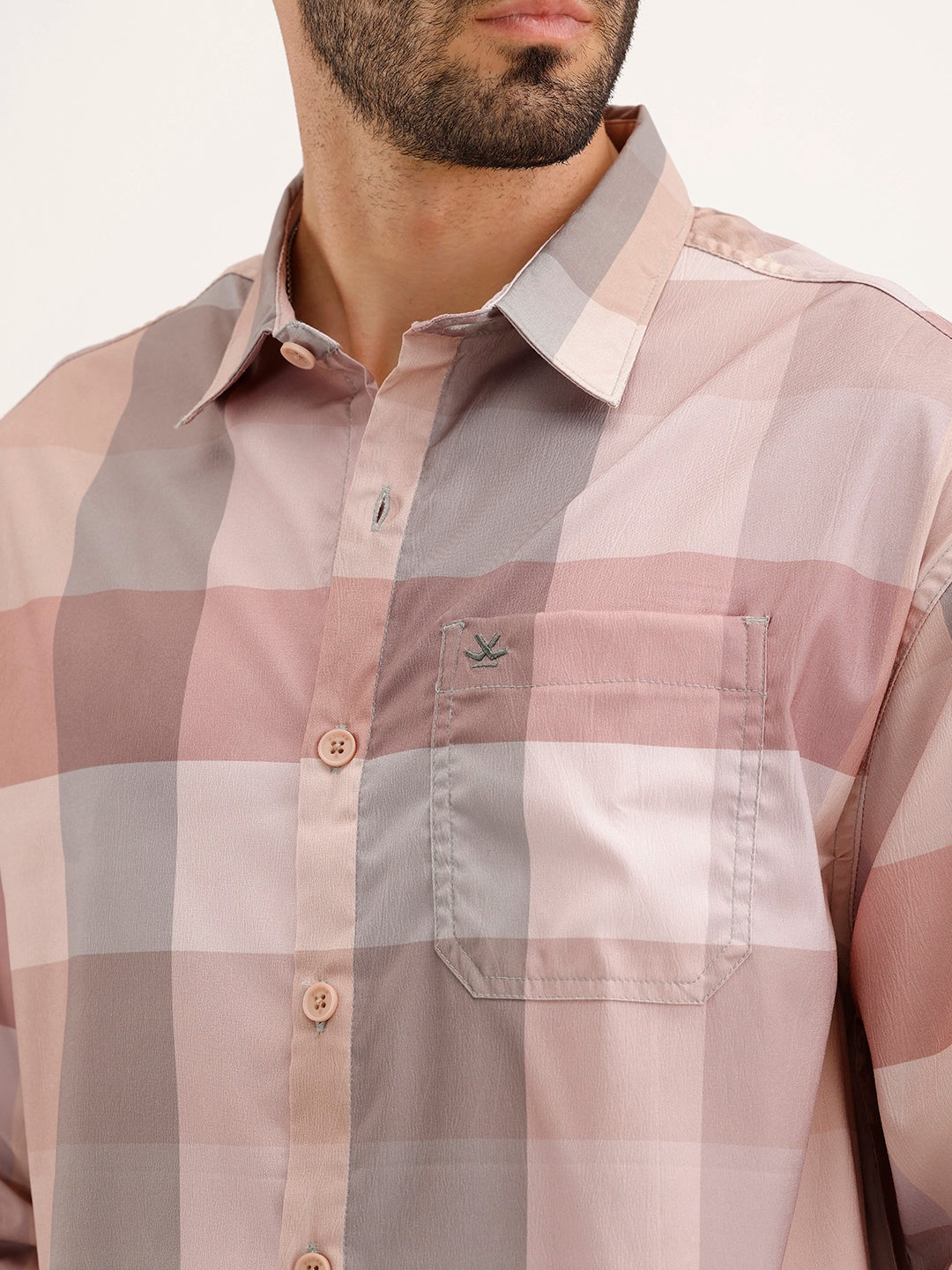 Oversized Fit Checkered Shirt | Pink