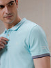 Printed Sleeve Blue Polo T-Shirt