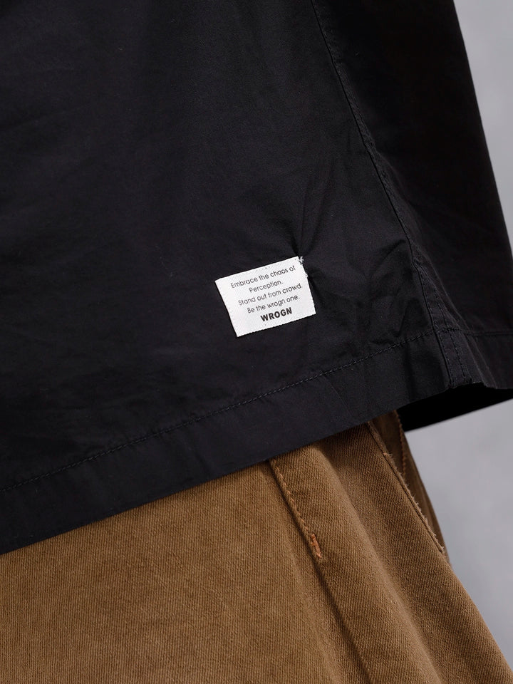 Men's Solid Causal Oversized Fit Shirt | Black