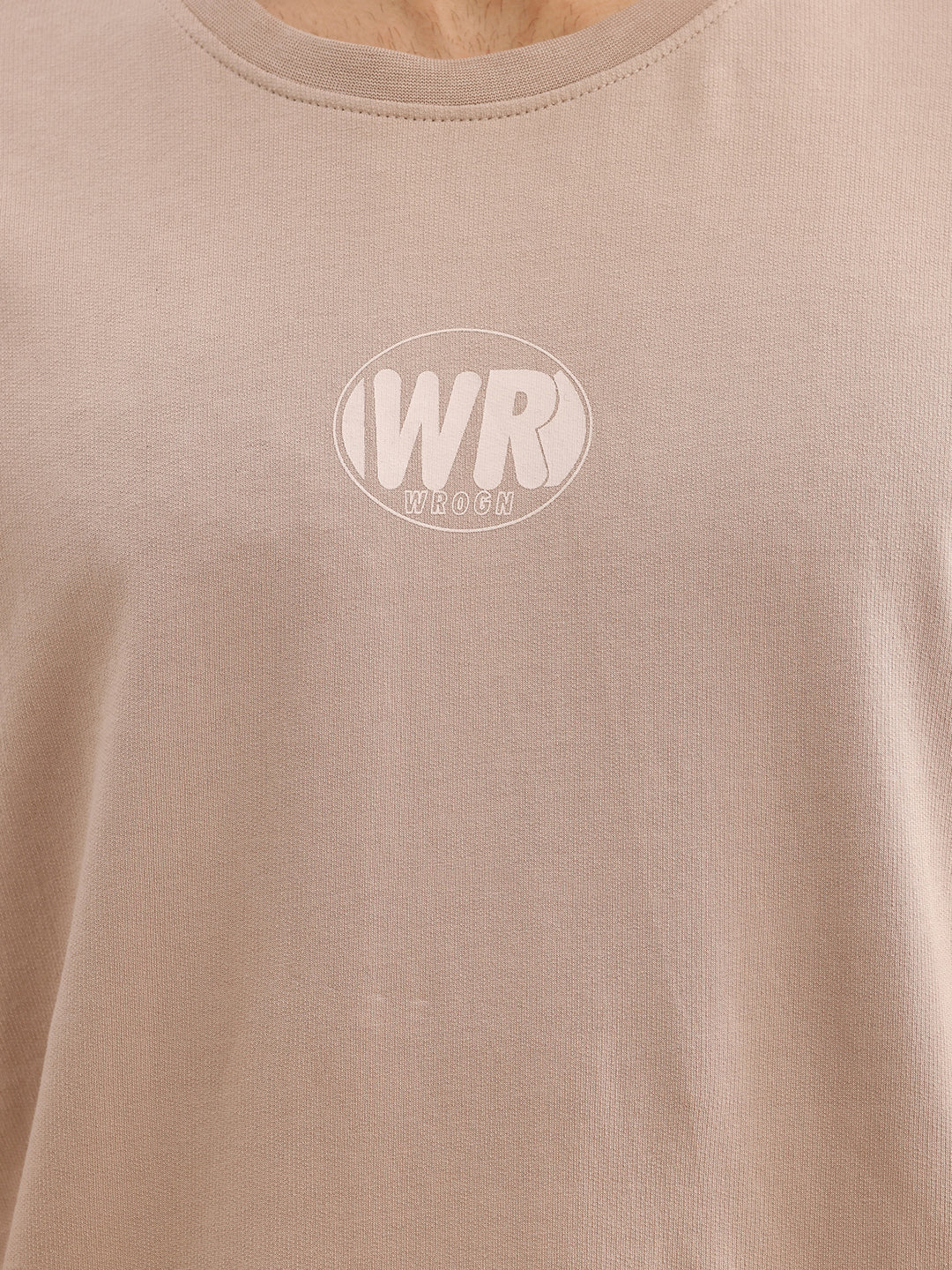 Oversized Placement Printed T-Shirt | Brown