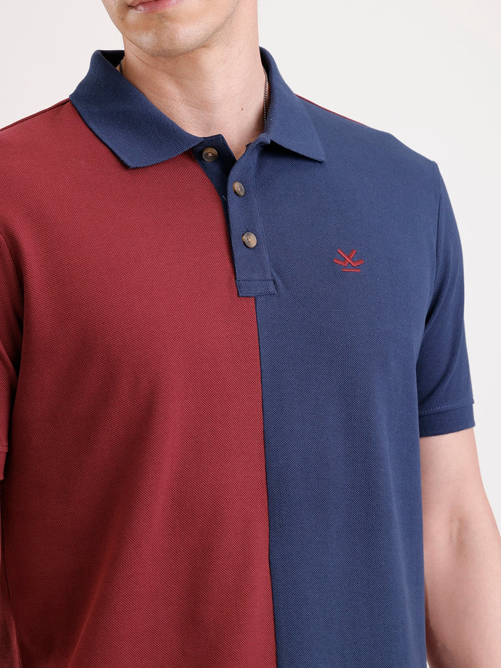 Cut & Sew Polo T-Shirt   |  Maroon