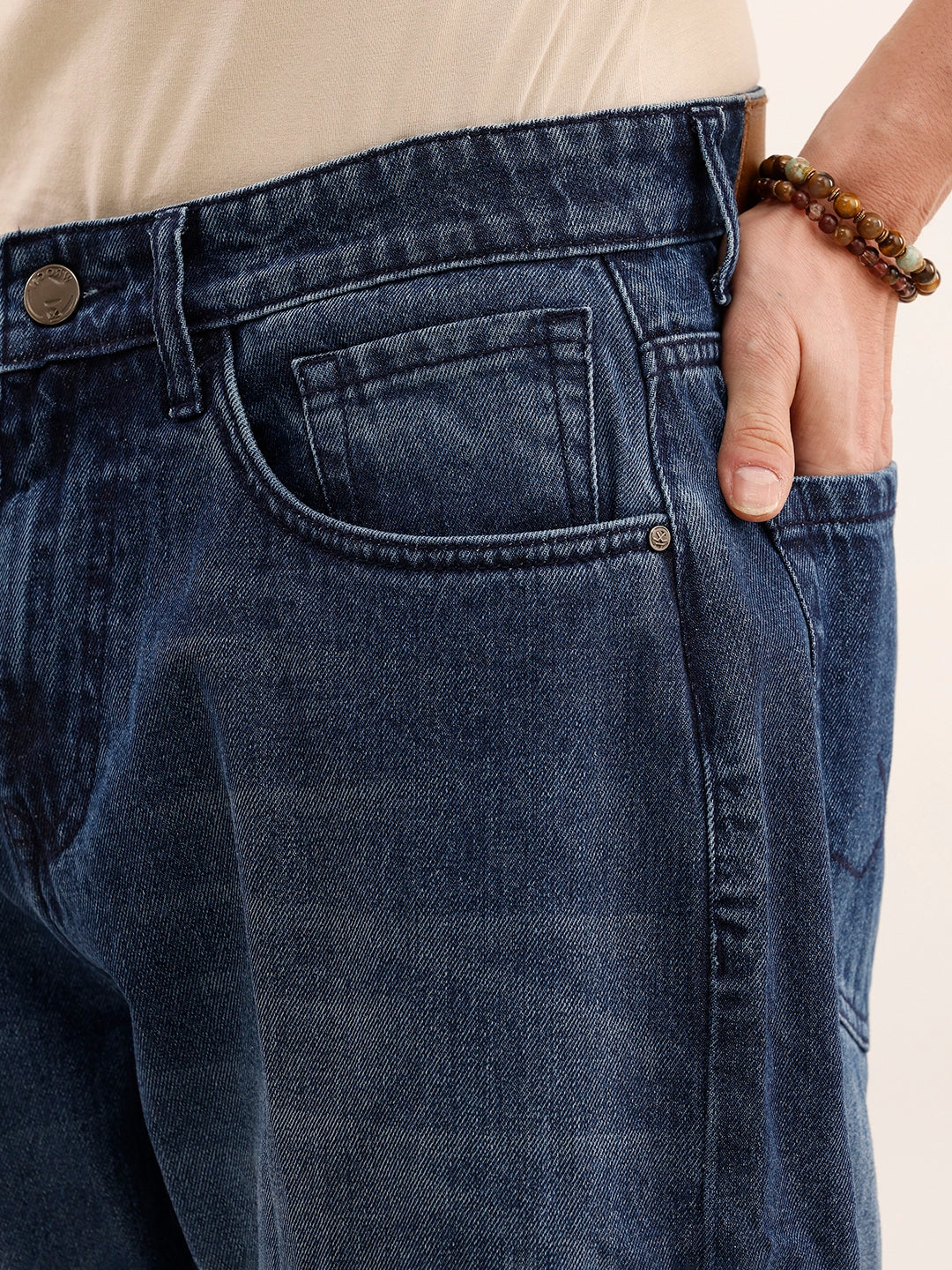 Loose Fit Faded Denim Jeans | Blue