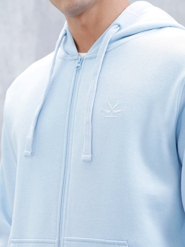 Men’s Solid Zip-Up Hoodie Sweatshirt | Blue