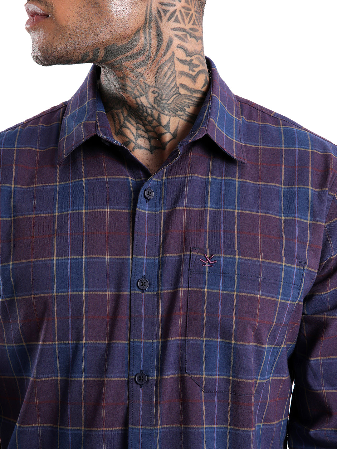 Twill Wine Checked Shirt