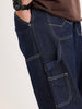 Loose Fit Cut & Sew Denim Jeans | Dark Blue