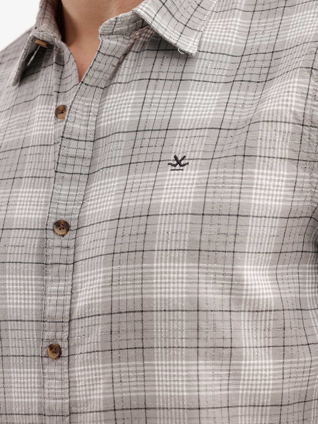 Slim Fit Checkered Shirt  | Grey
