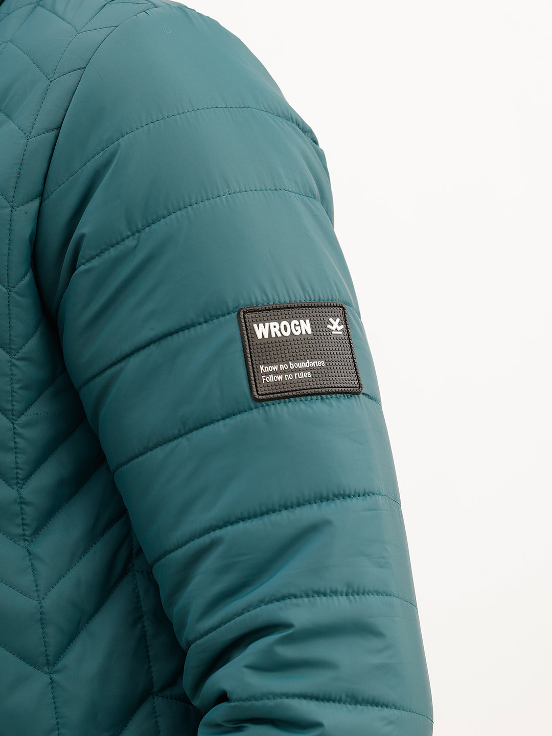 Solid Regular Fit Puffer Jacket | Dark Green