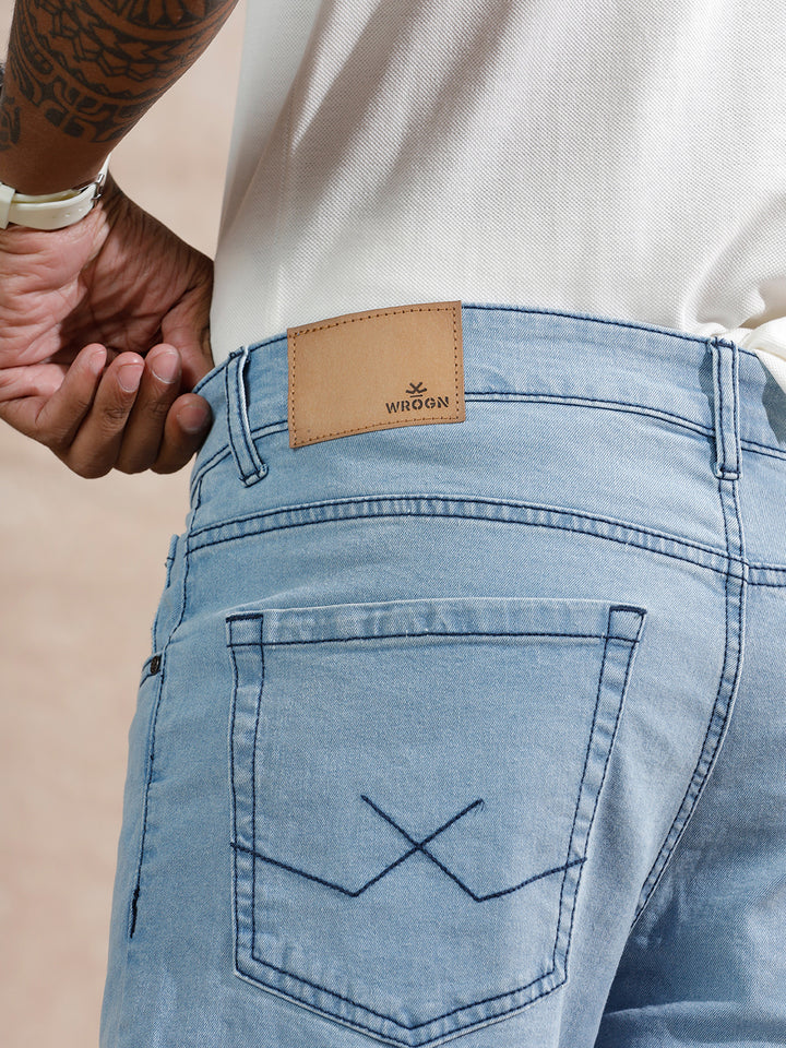 Heavy Fade Skinny Crop Jeans | Light Blue