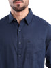 Solid Navy Slim Fit Casual Shirt