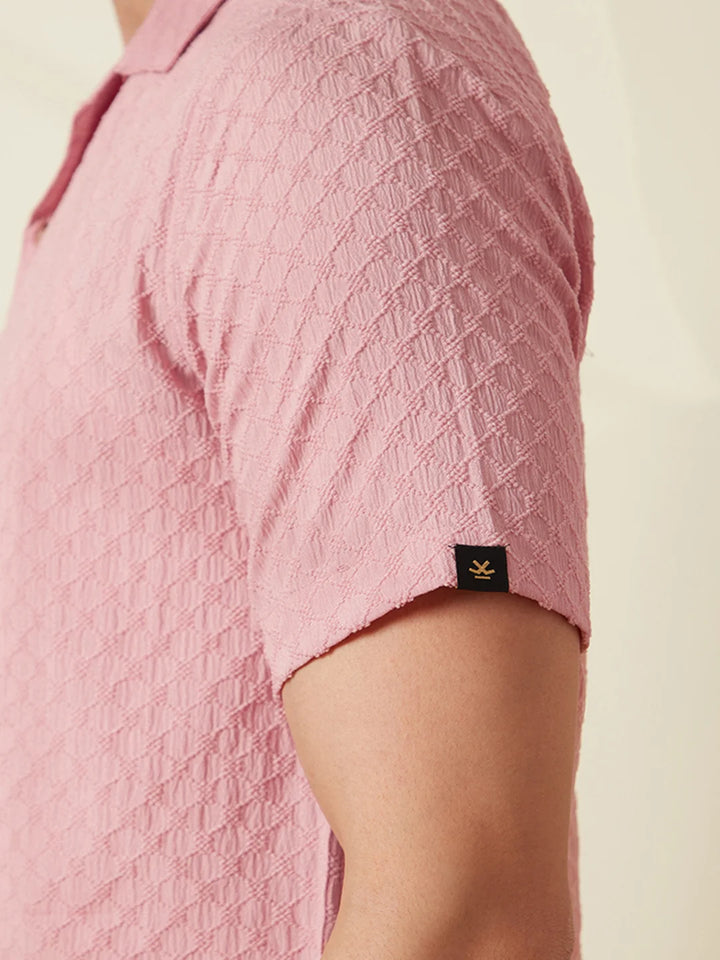 Textured Short Sleeve Shirt | Pink