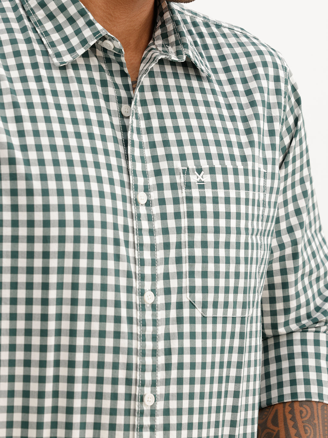 Regular Fit Checkered Full Sleeve Shirt | Green | WWSH0810MAZ