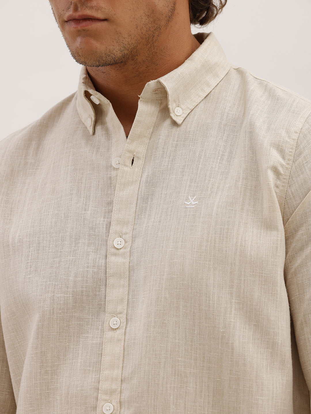 Slim Fit Textured Shirt | Beige