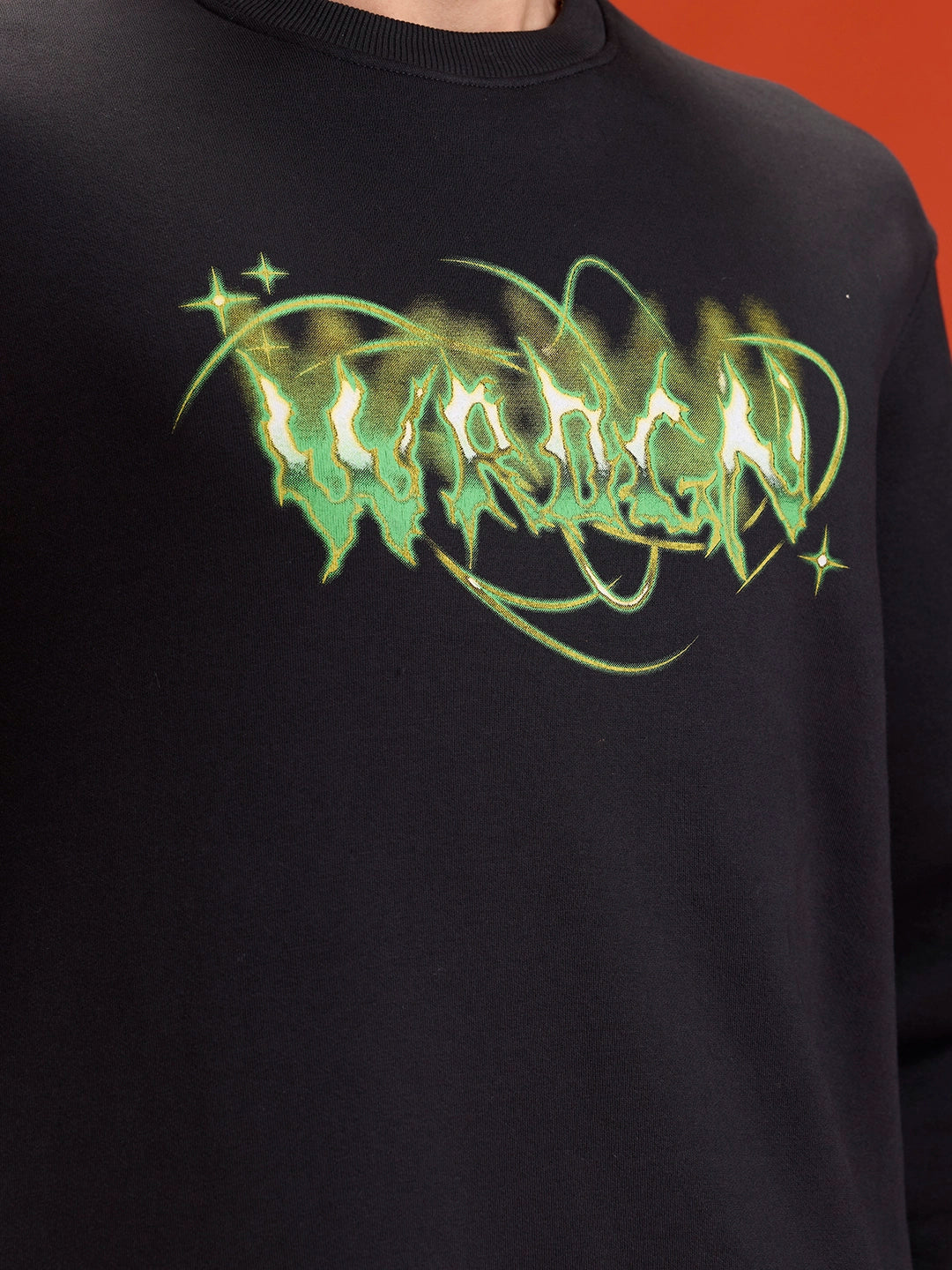 Mystical Graphic Brand Carrier Sweatshirt In Brushed Fleece | Black
