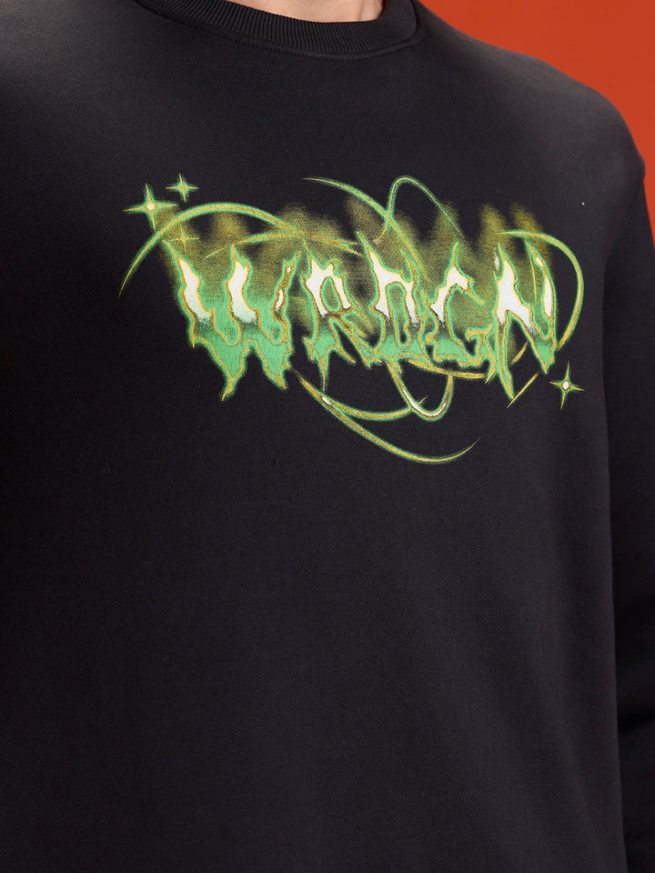 Mystical Graphic Brand Carrier Sweatshirt In Brushed Fleece | Black