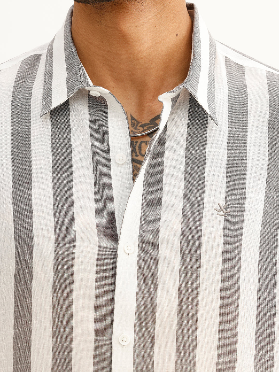 Slim Fit Full Sleeve Striped Shirt | Black