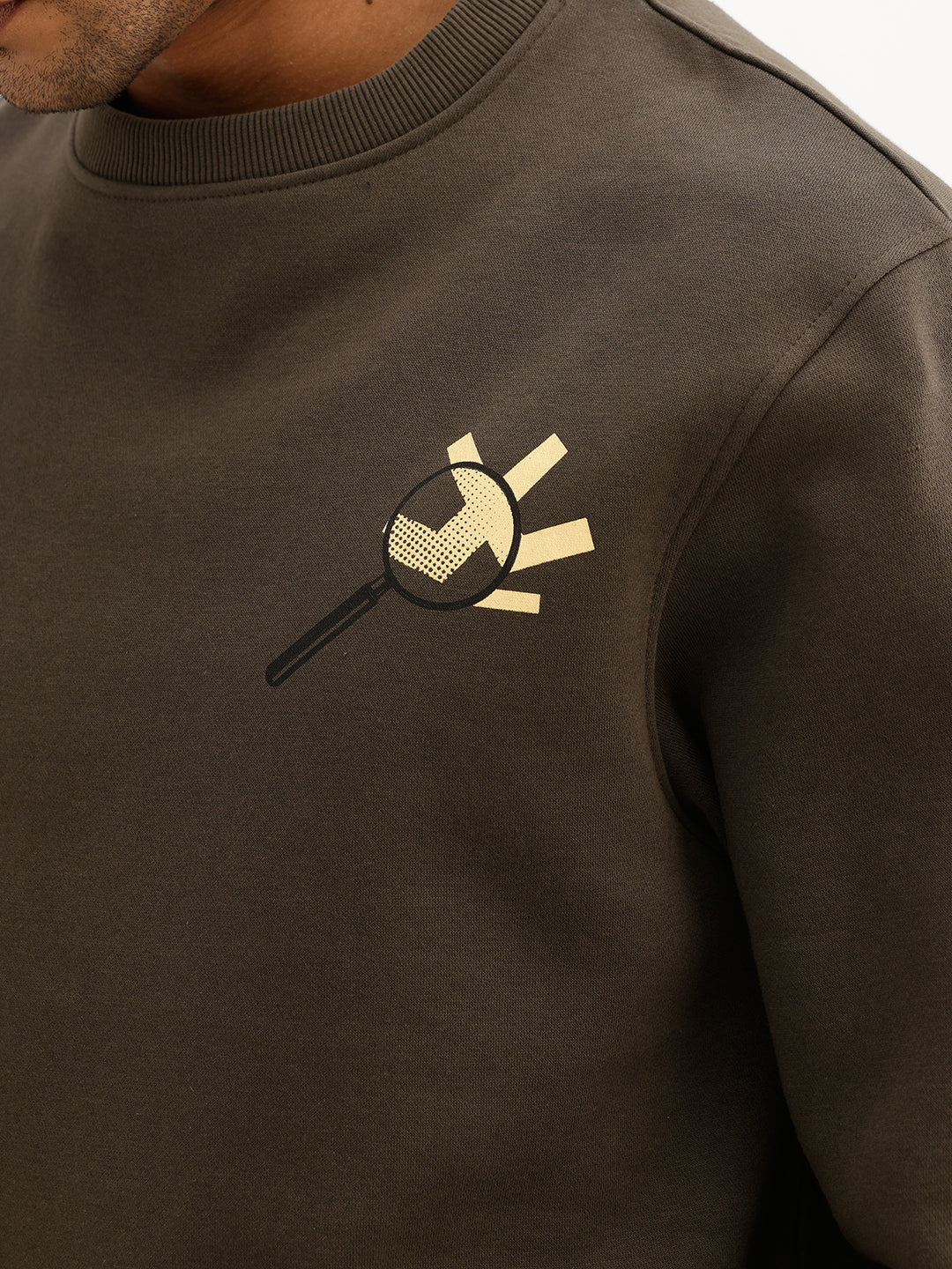 Comfort Fit Placement Printed Sweatshirt | Olive