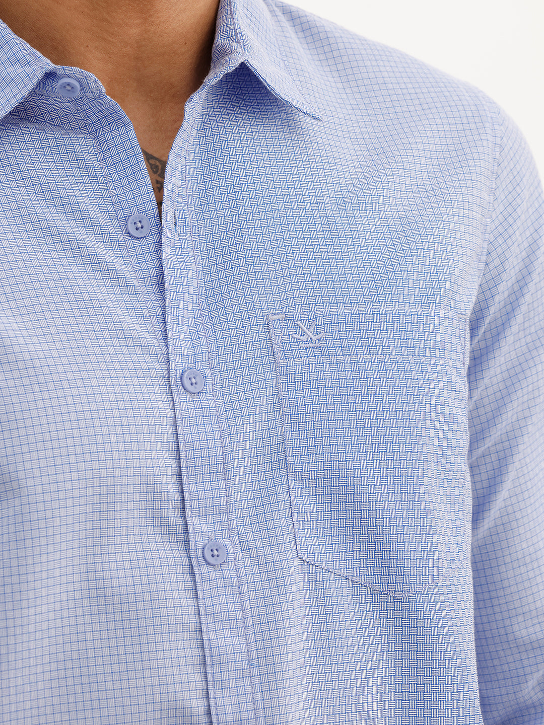 Regular Fit Checkered Full Sleeve Shirt | Blue | WWSH9200F