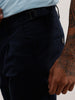 Solid Slim Fit Pleated Trouser | Navy Blue