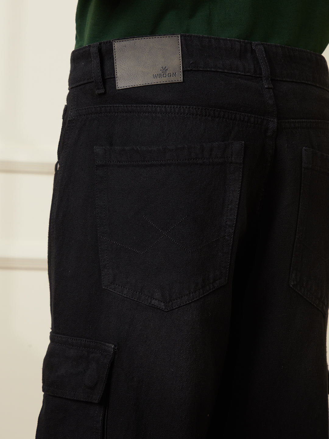 Black Loose Fit Denim Cargo