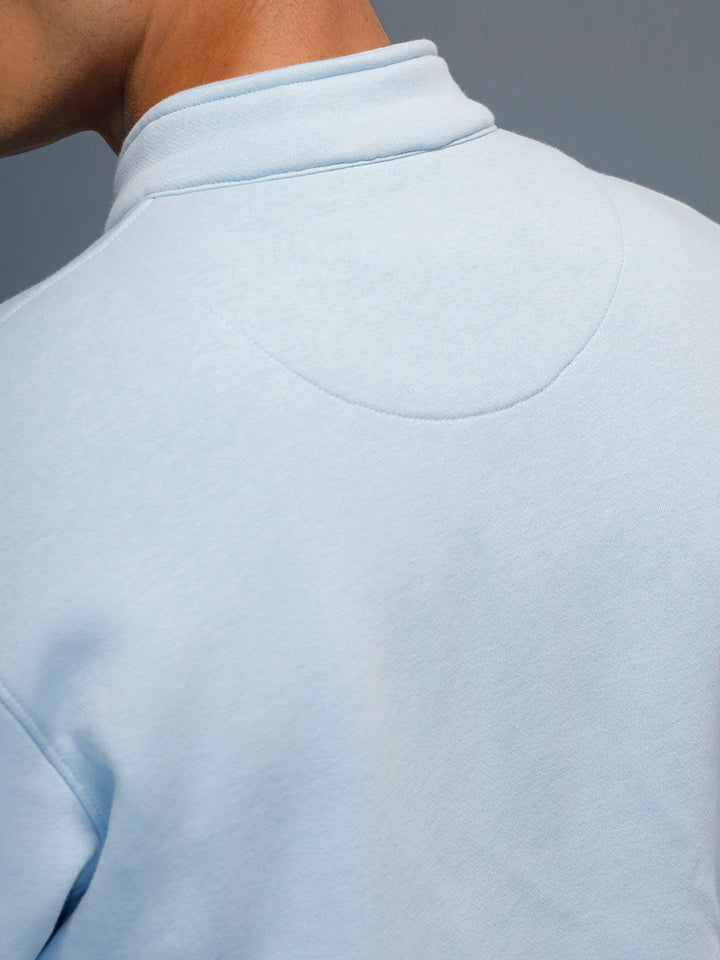 men's casual front zip up stand collar sweatshirt | Blue