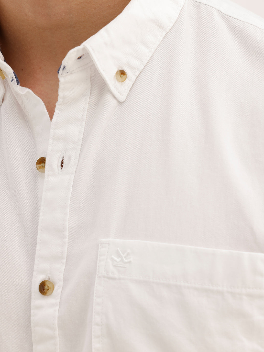 Solid Regular Fit Full Sleeve Shirt | White