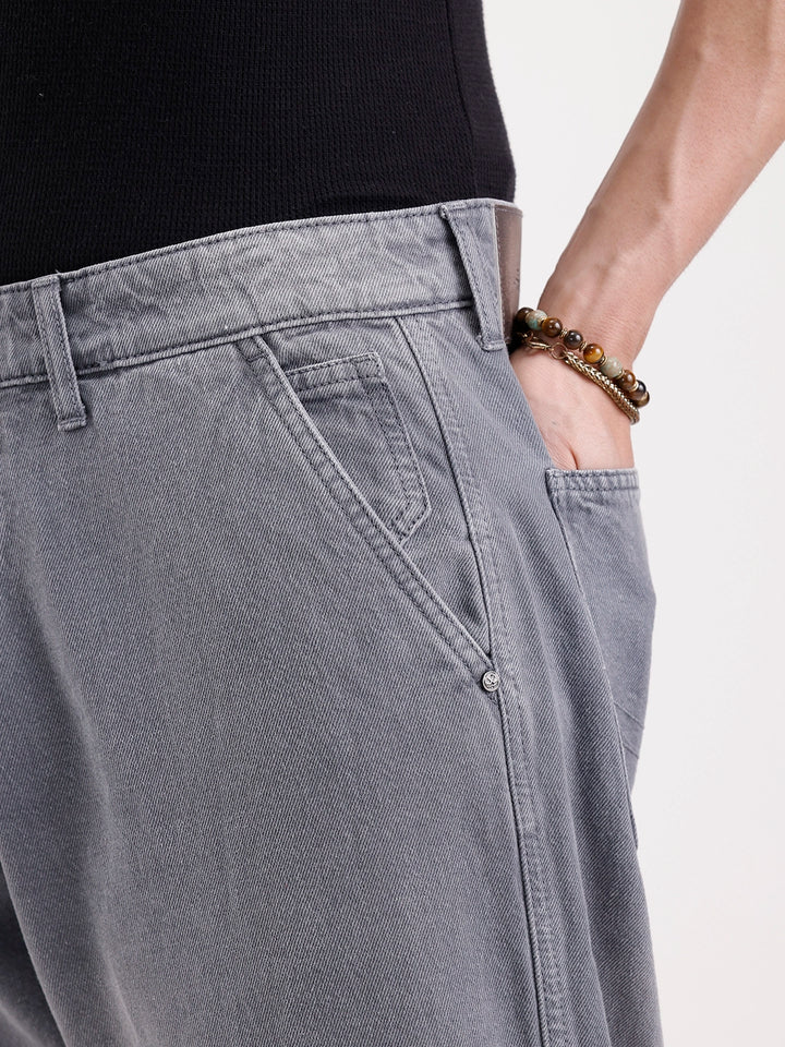 Classic Loose Fit Denim Cargo   |  Grey