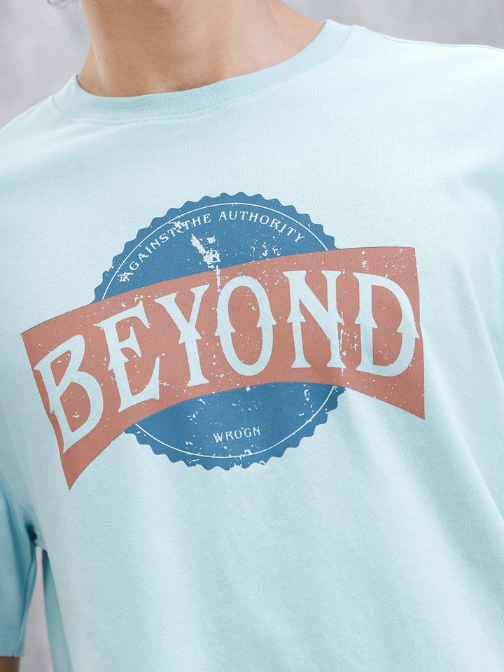 Retro Graphic Printed T-Shirt | Light Blue