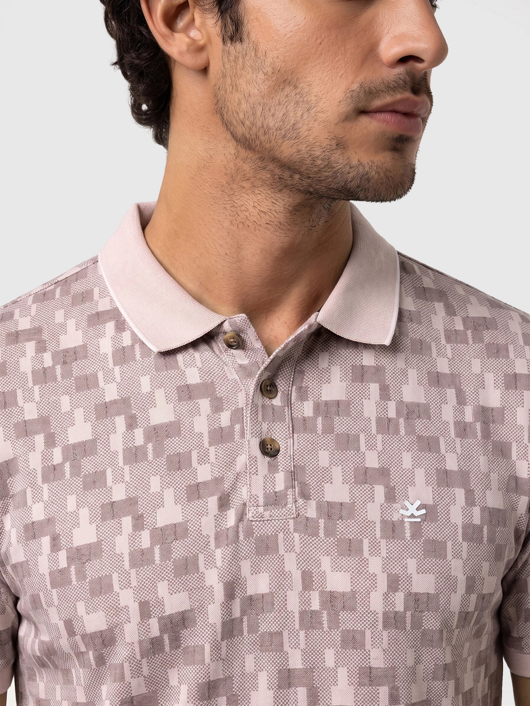 Classic Placement Printed Polo T-Shirt | Pink