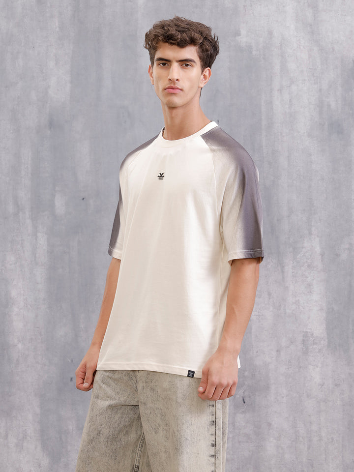 Placement Wash Oversized Fit Pure Cotton T-Shirt | Beige