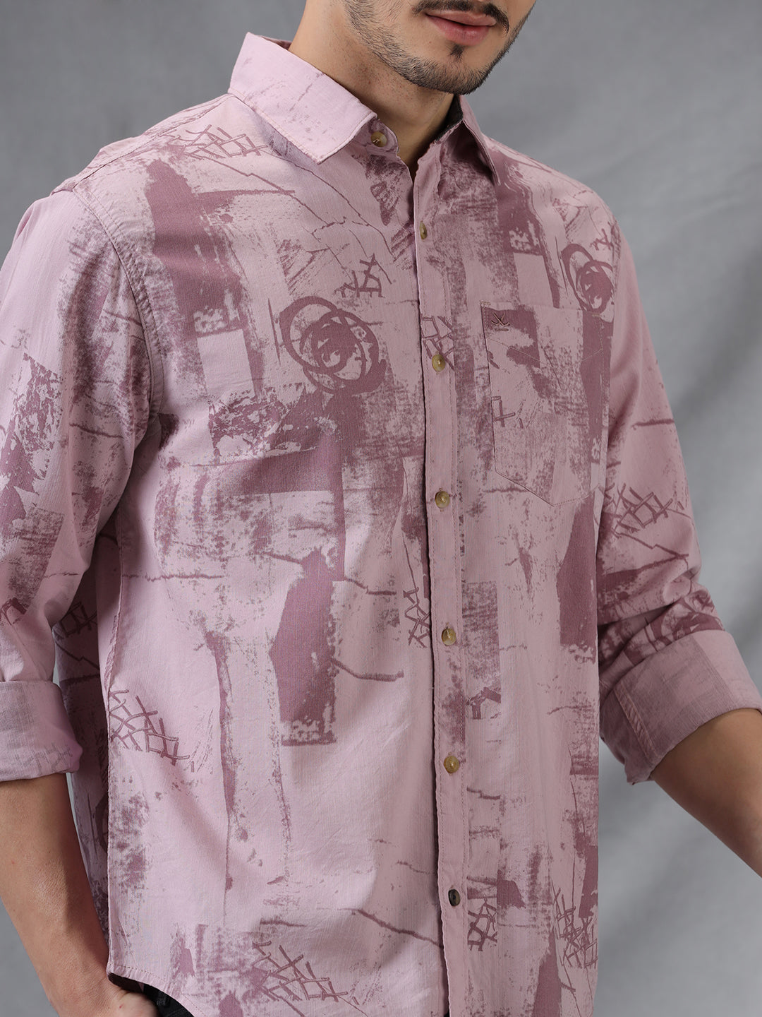 Printed Abstract Pink AOP Shirt