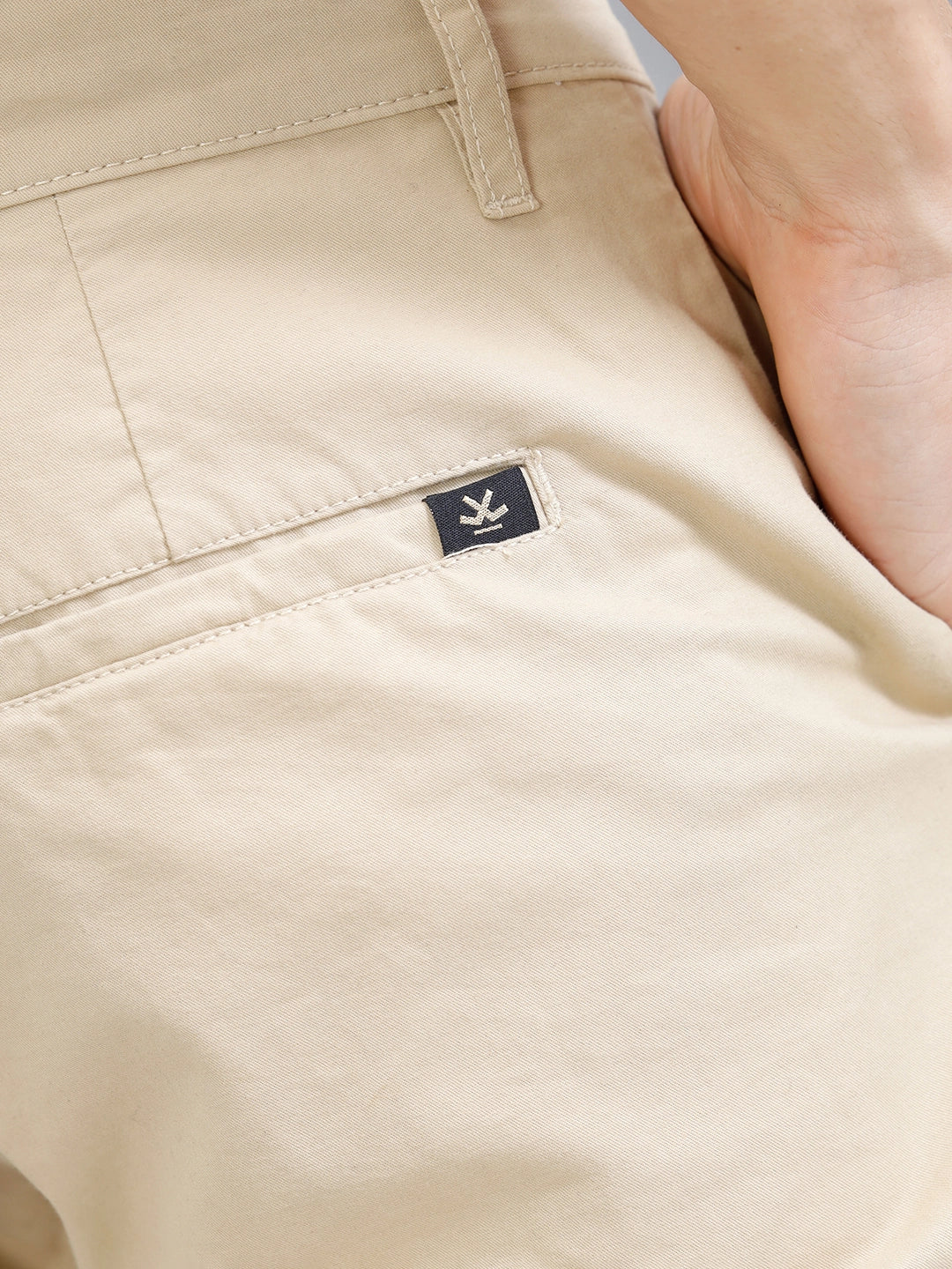 Relaxed Fit 100% Cotton Clean Look Trouser | Cream