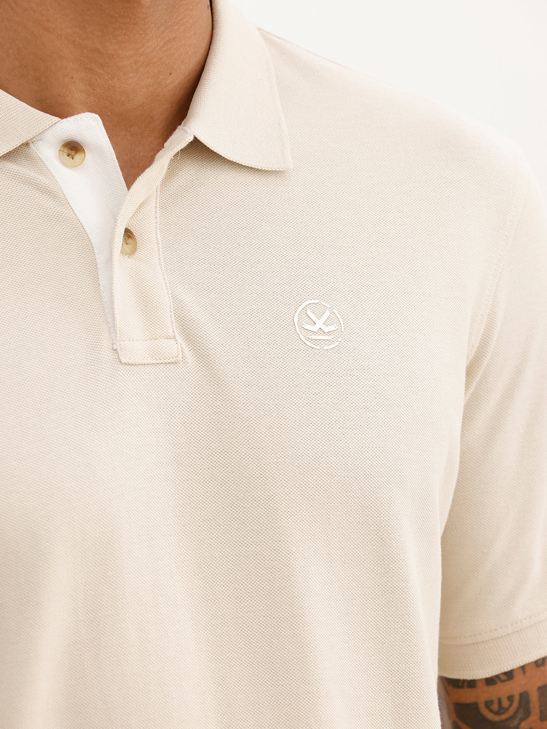 Solid HD Printed Polo T-Shirt | Beige | WWTS367F