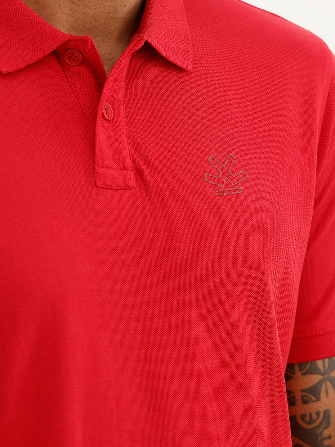 Regular Fit Gradient Printed Polo T-Shirt | Red