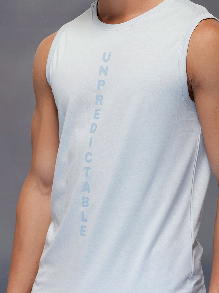 Solid Cut Off Sleeve T-Shirt   |  Blue