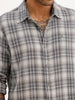 Slim Fit Checkered Full Sleeve Shirt | Grey