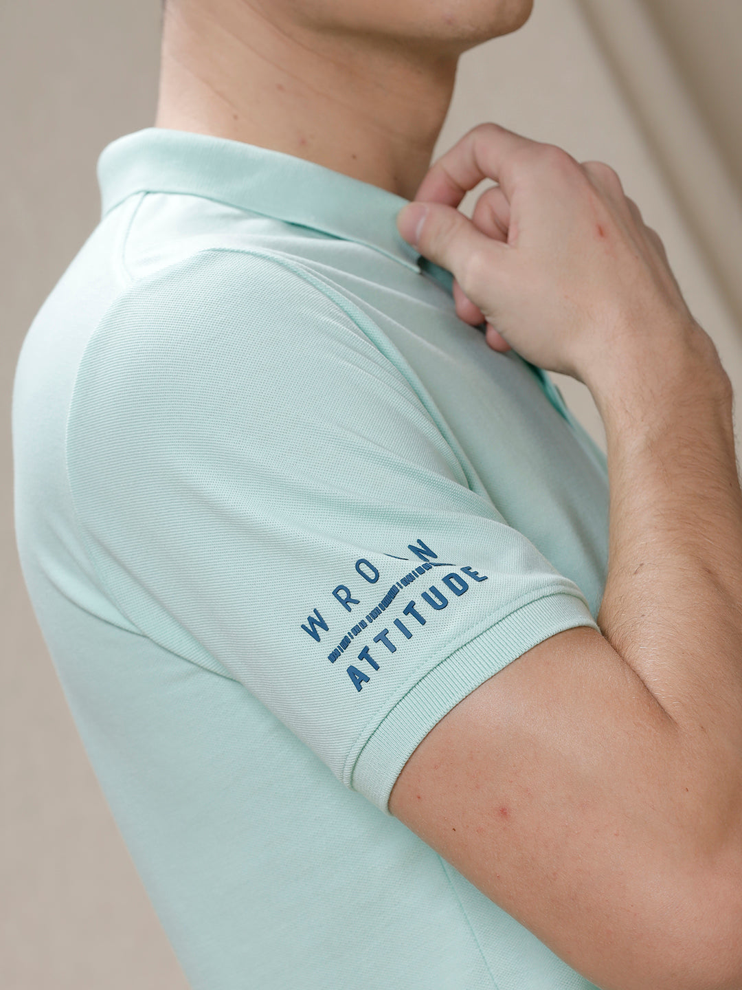 Attitude Printed Blue Polo T-Shirt