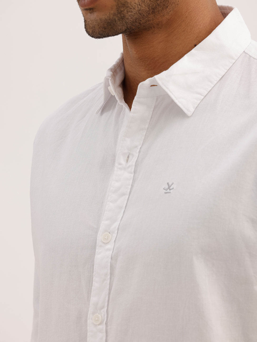 Solid Slim Fit 100% Cotton Shirt | White