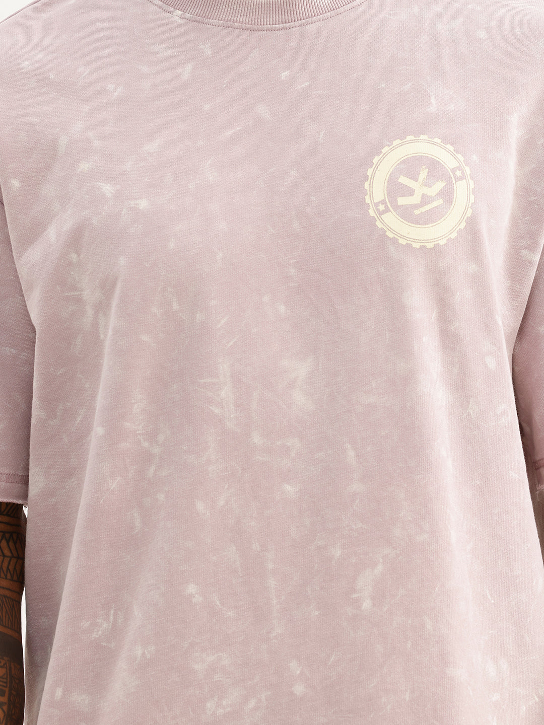 Oversized Raw Edge Back Printed T-Shirt | Pink