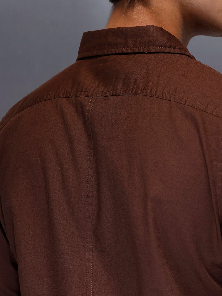 Men's Slim Fit Casual Shirt  |  Brown