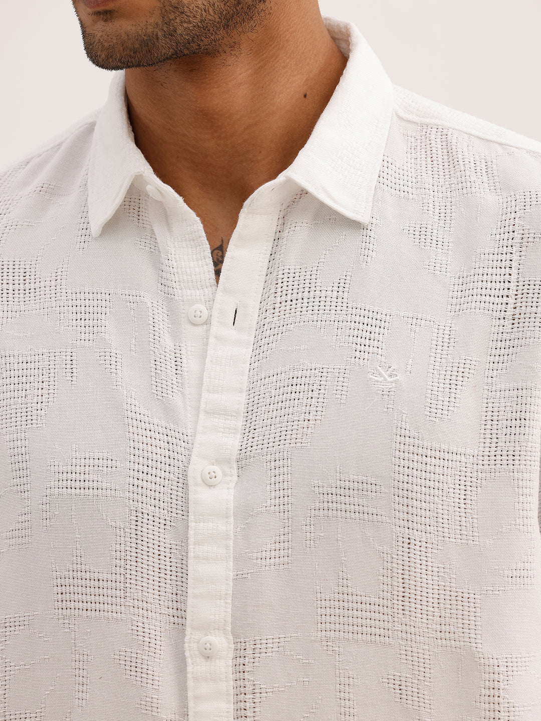 Solid Slim Fit Textured Shirt | White | WSH02FSSL7105W