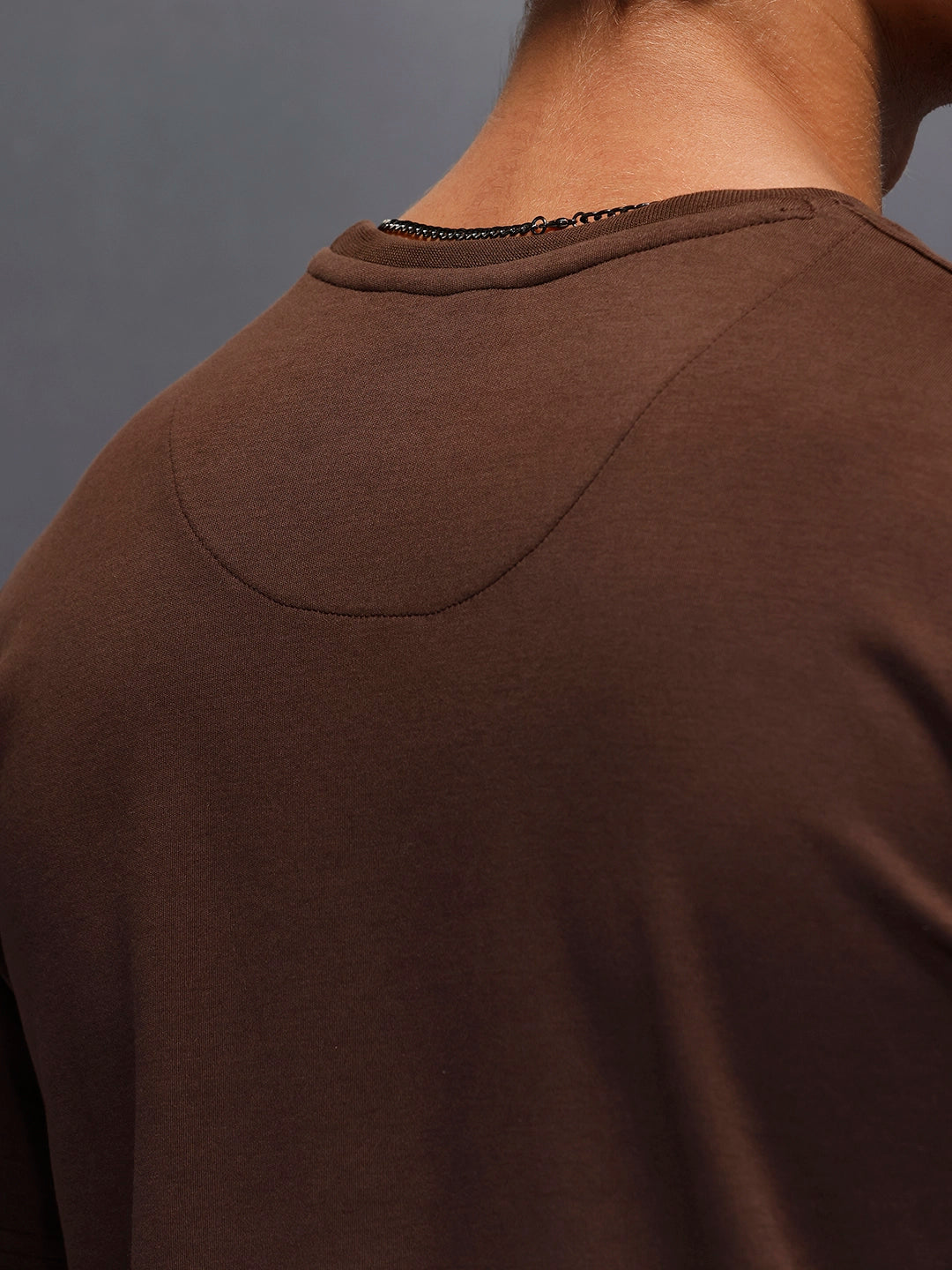 Men's Casual Slim Fit Wrogn Branded Tee  |  Brown