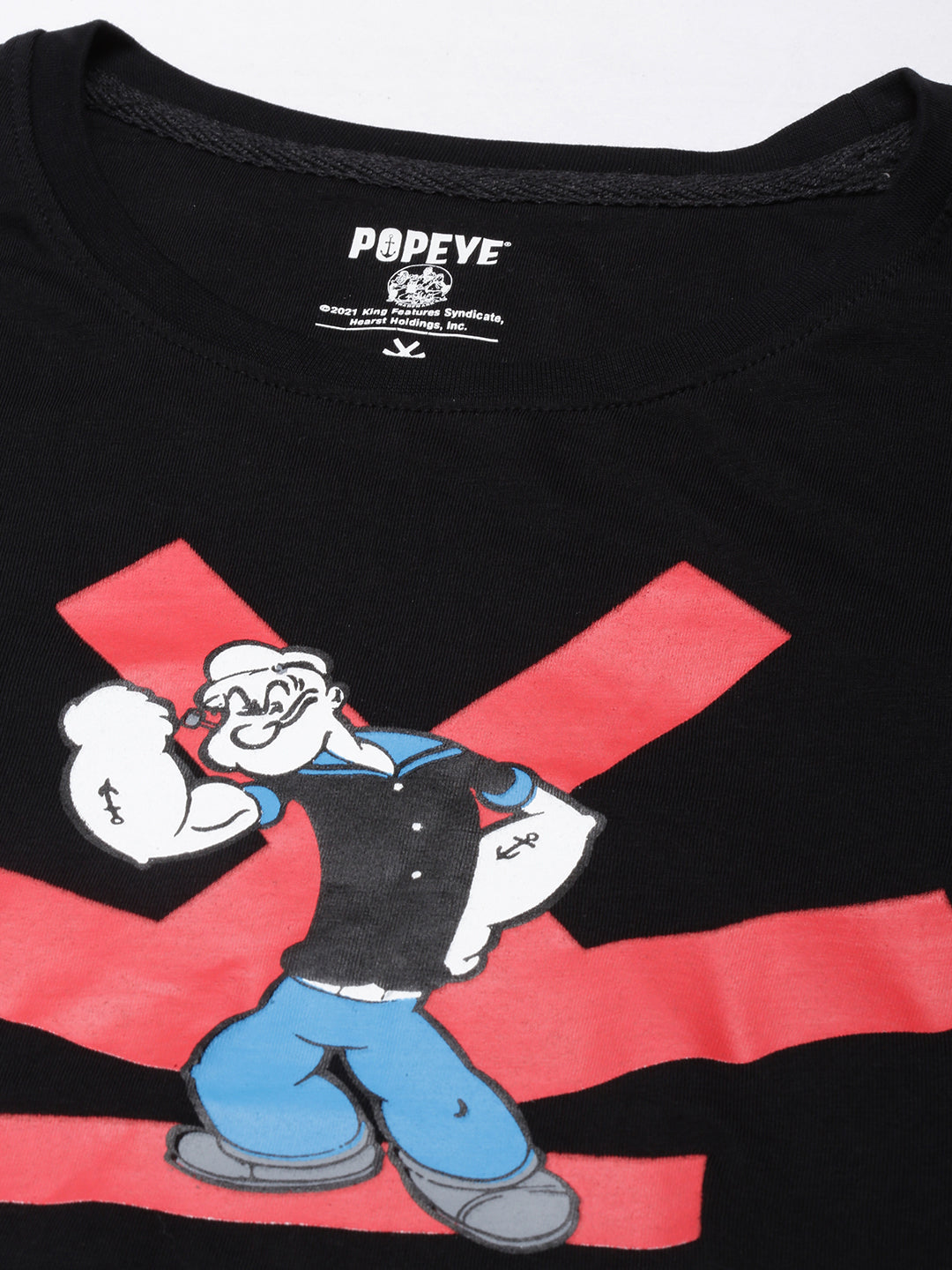 Popeye Printed Black T-Shirt